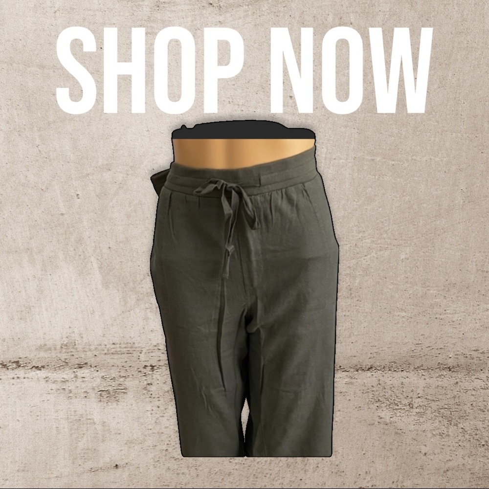 Linen Blend Straight Leg Pants